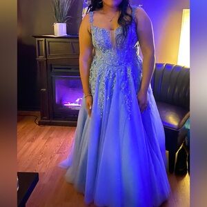 Elegant Blue Lace Gown